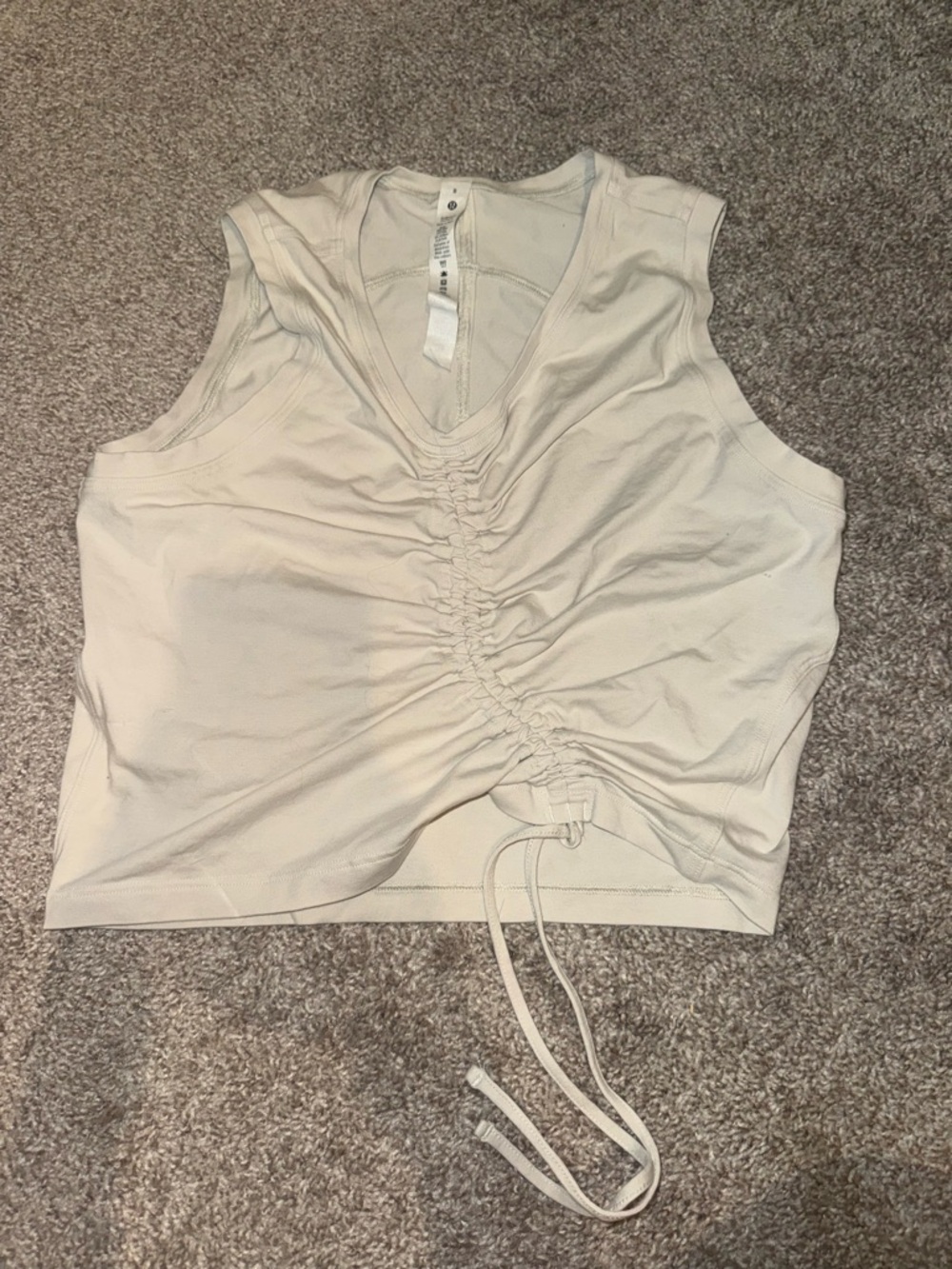lululemon athletica Cream Ruched Drawcord Crop Tank